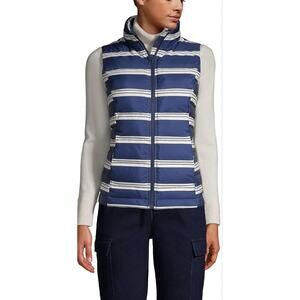 Lands End Down Puffer Vest 600 Fill Nautical Coastal Fisherman Stripe 2X A001834